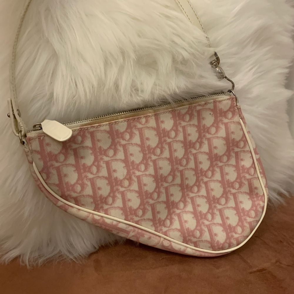 RARE vintage Christian Dior pink mini saddle bag